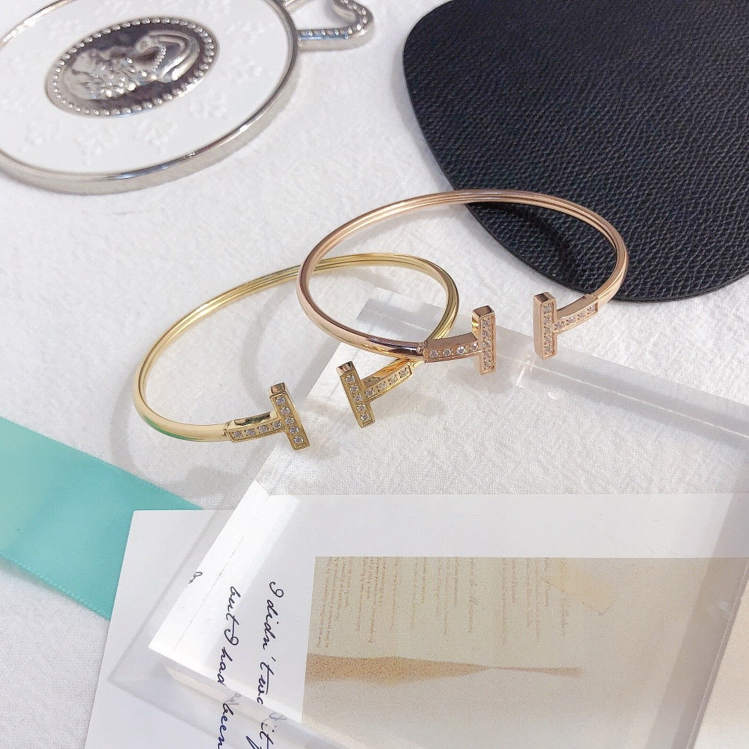 Tiffany&Co 18k gold plated Hinged T bracelet Style bangle ✨ - buyonlinebehappy