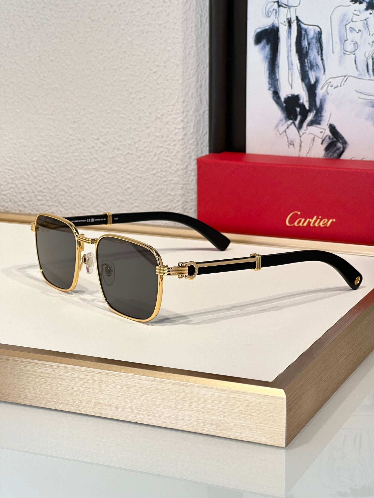 '-  Cartier CT 0363S-NV Horn (Gold/Black) / Wood (Gold/Red)  $3495 ✨ - buyonlinebehappy