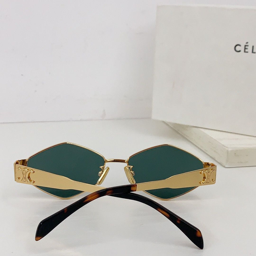 '-  CELINE Triomphe hexagon-frame gold-tone and tortoiseshell acetate sunglasses ✨ - buyonlinebehappy