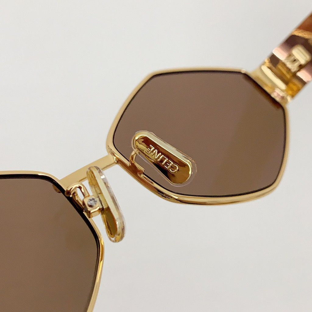 '-  CELINE Triomphe hexagon-frame gold-tone and tortoiseshell acetate sunglasses ✨ - buyonlinebehappy