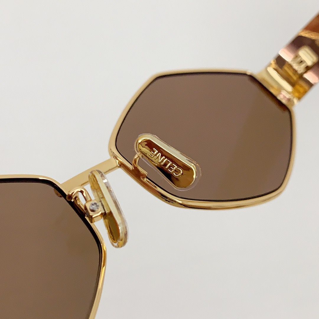 '-  CELINE Triomphe hexagon-frame gold-tone and tortoiseshell acetate sunglasses ✨ - buyonlinebehappy