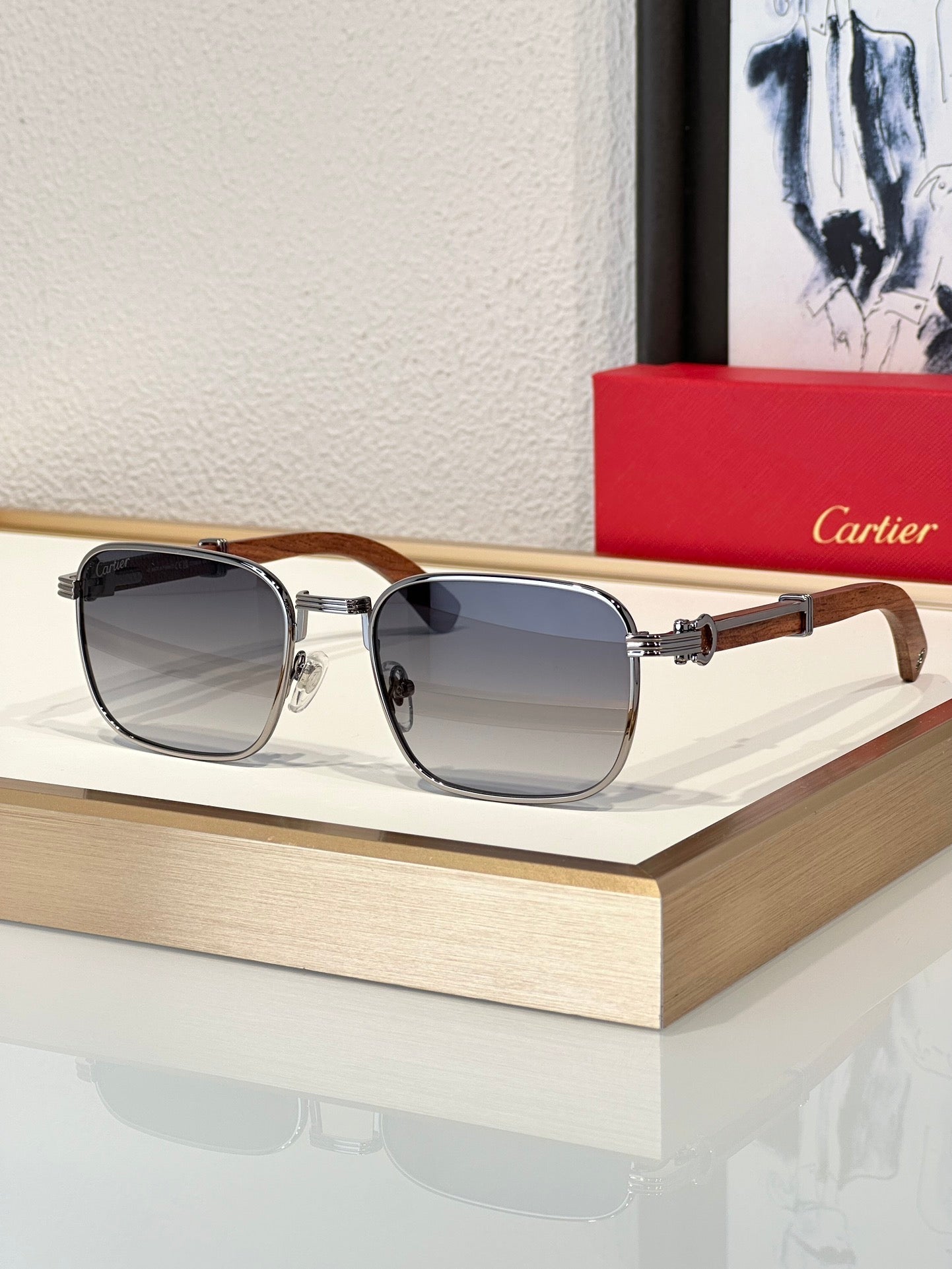 '-  Cartier CT 0363S-NV Horn (Gold/Black) / Wood (Gold/Red)  $3495 ✨ - buyonlinebehappy