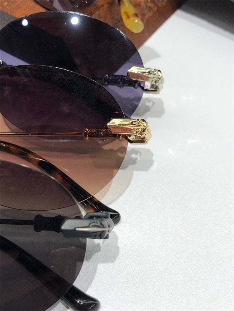 Rare CHROME HEARTS 49-22-144 PILLS I Floral Temple Rimless Glasses ⚜️ - buyonlinebehappy