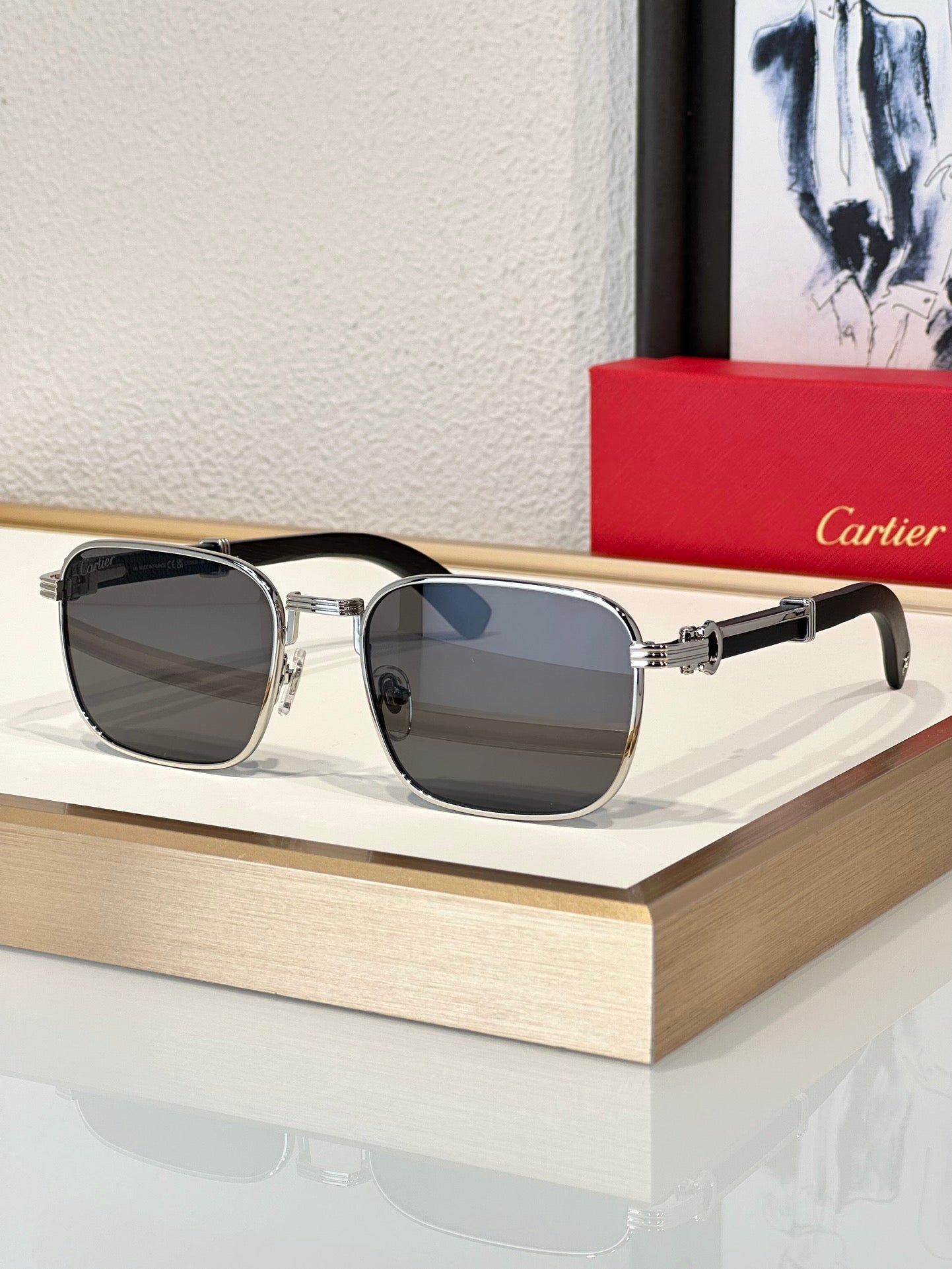 '-  Cartier CT 0363S-NV Horn (Gold/Black) / Wood (Gold/Red)  $3495 ✨ - buyonlinebehappy