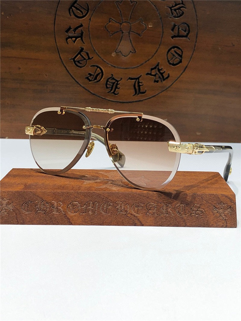 Chrome Hearts 8267 Metal frame Luxury Pilot Sunglasses🔱 - buyonlinebehappy
