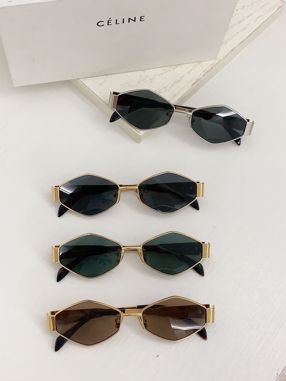 '-  CELINE Triomphe hexagon-frame gold-tone and tortoiseshell acetate sunglasses ✨ - buyonlinebehappy