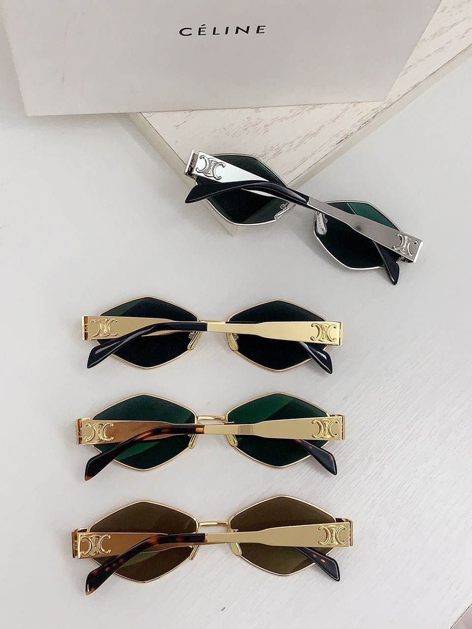 '-  CELINE Triomphe hexagon-frame gold-tone and tortoiseshell acetate sunglasses ✨ - buyonlinebehappy