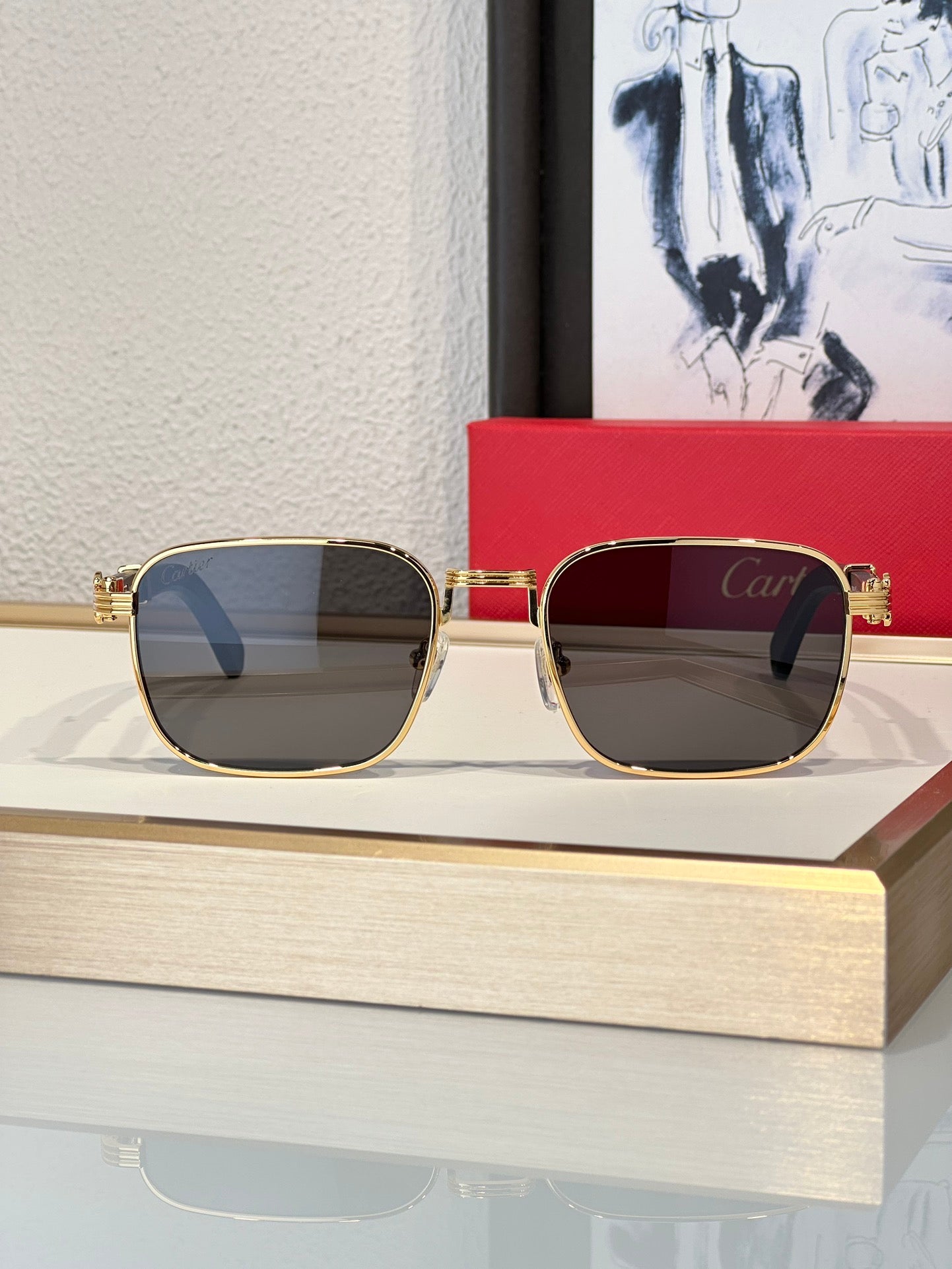 '-  Cartier CT 0363S-NV Horn (Gold/Black) / Wood (Gold/Red)  $3495 ✨ - buyonlinebehappy