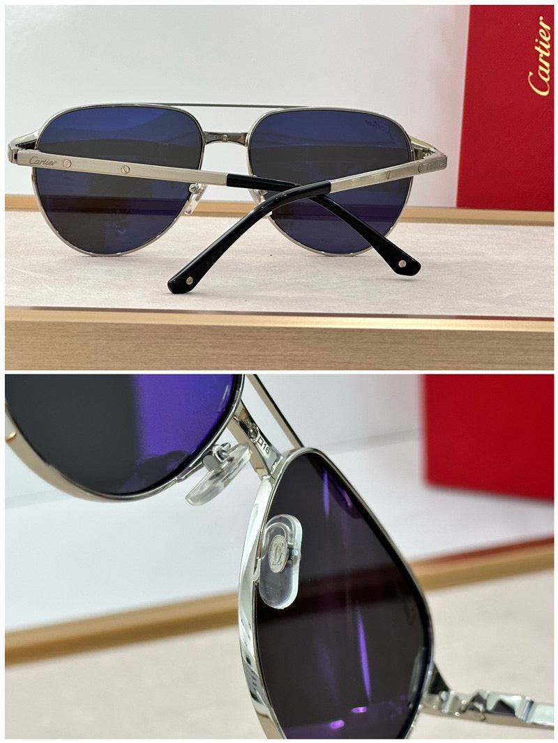 Cartier Exception POLARISED CT0425S 001 Sunglasses Pilot 59-16-140 ✨ - buyonlinebehappy