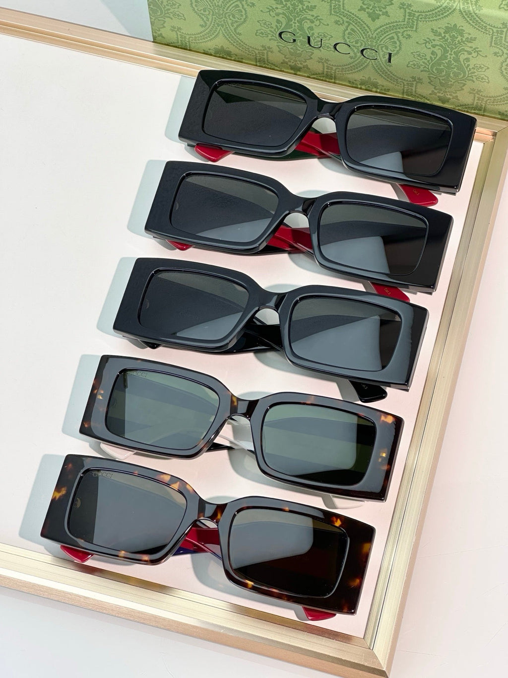 Gucci 1860S Logo-Print Rectangular Sunglasses ✨