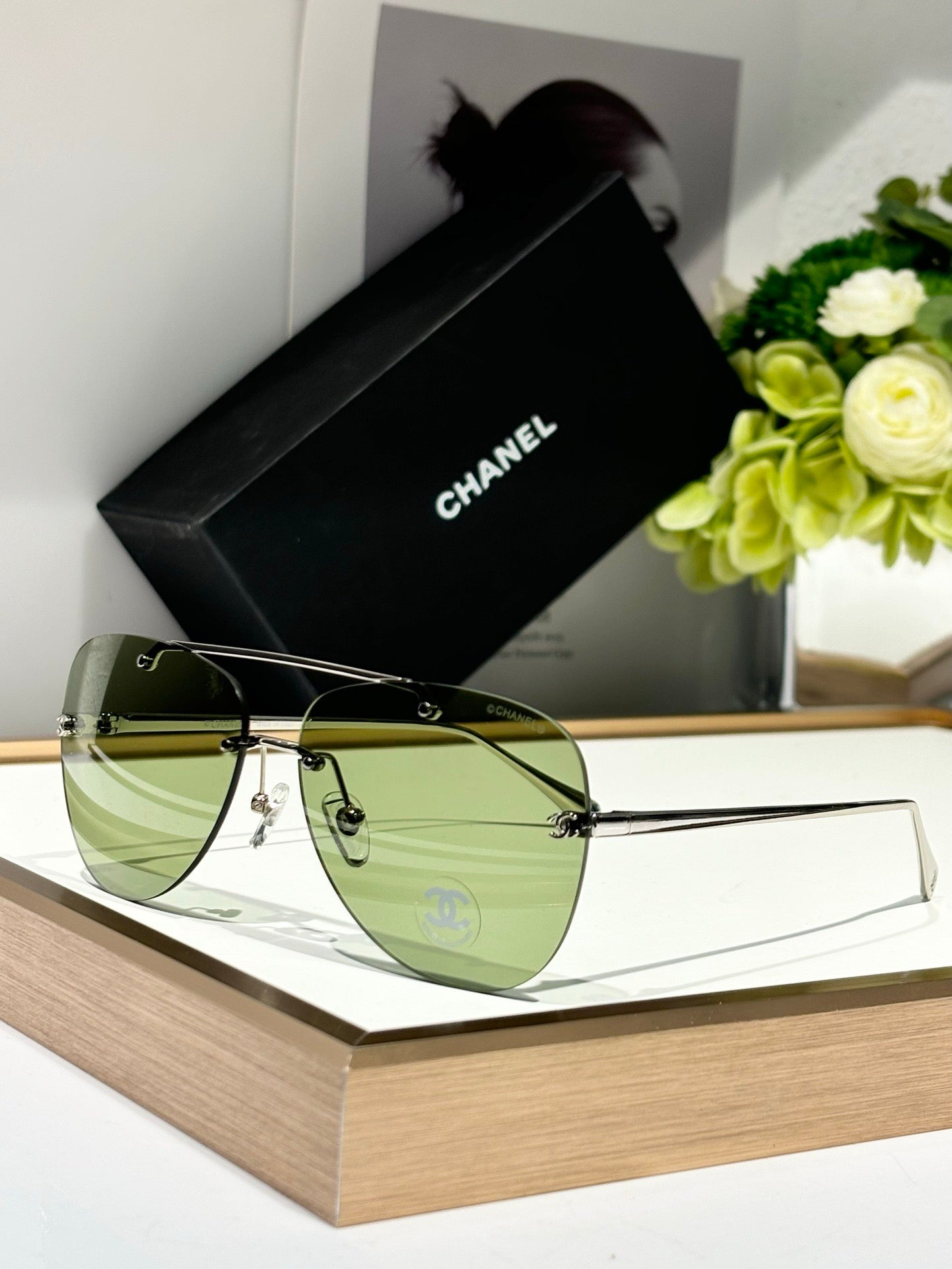 CHANEL 4285T  Aviator Pilot Women's Titanium Sunglasses  ✨$910