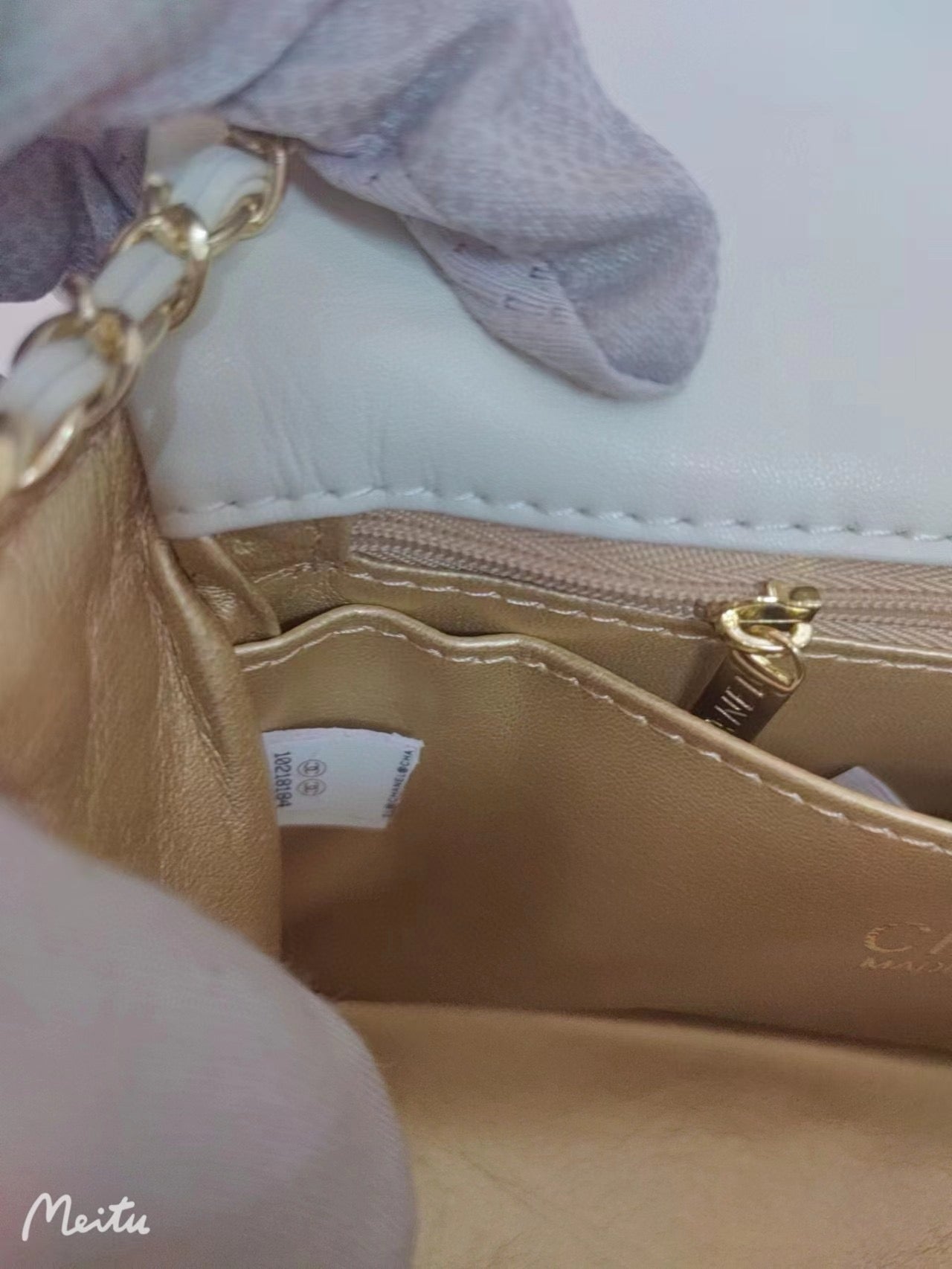 CHANEL 23C Mini Square Flap Bag Pearl Crush / Gold Ball✨