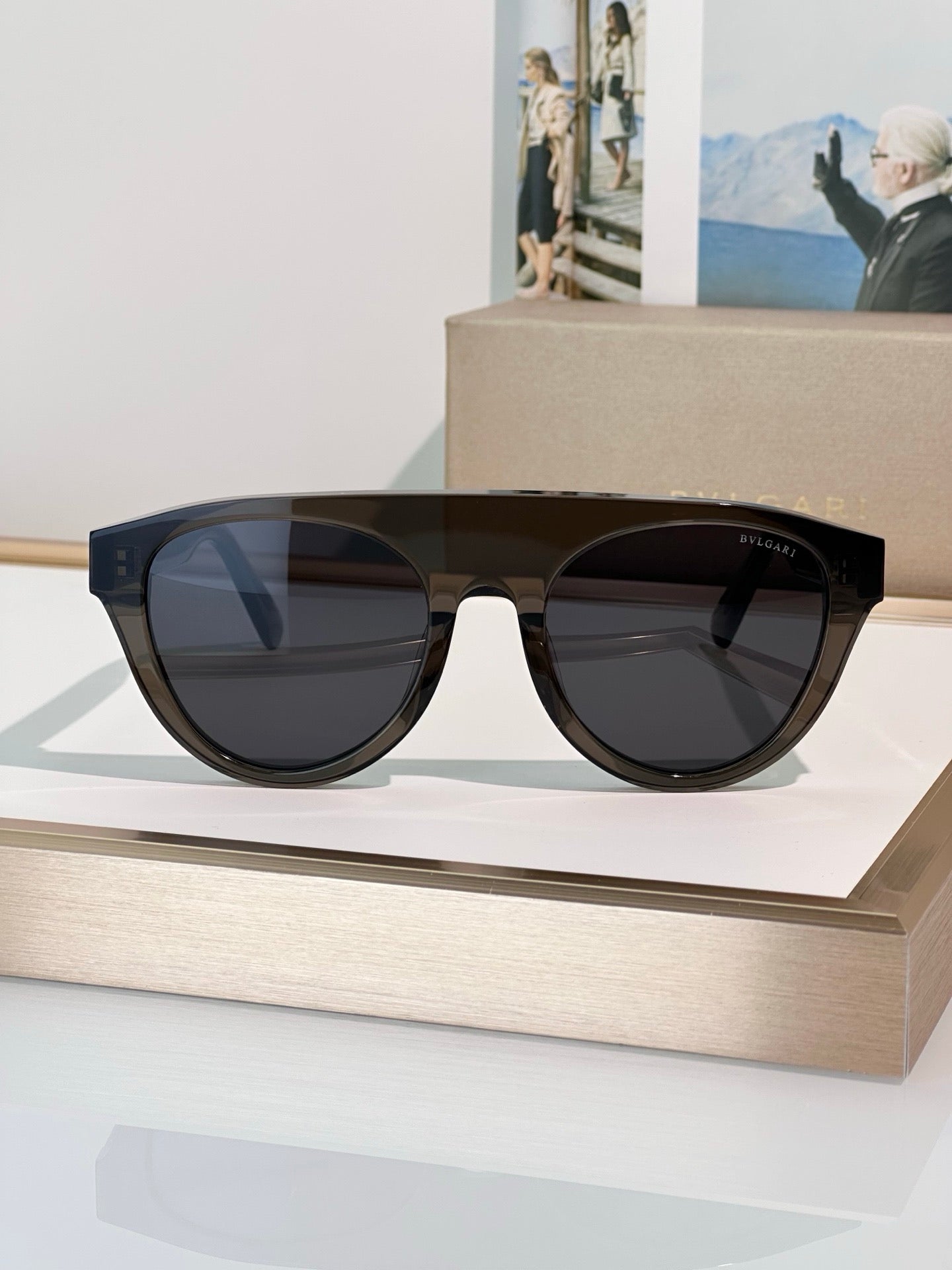 BVLGARI 40054 Bulgari Black Aviator  Sunglasses ✨