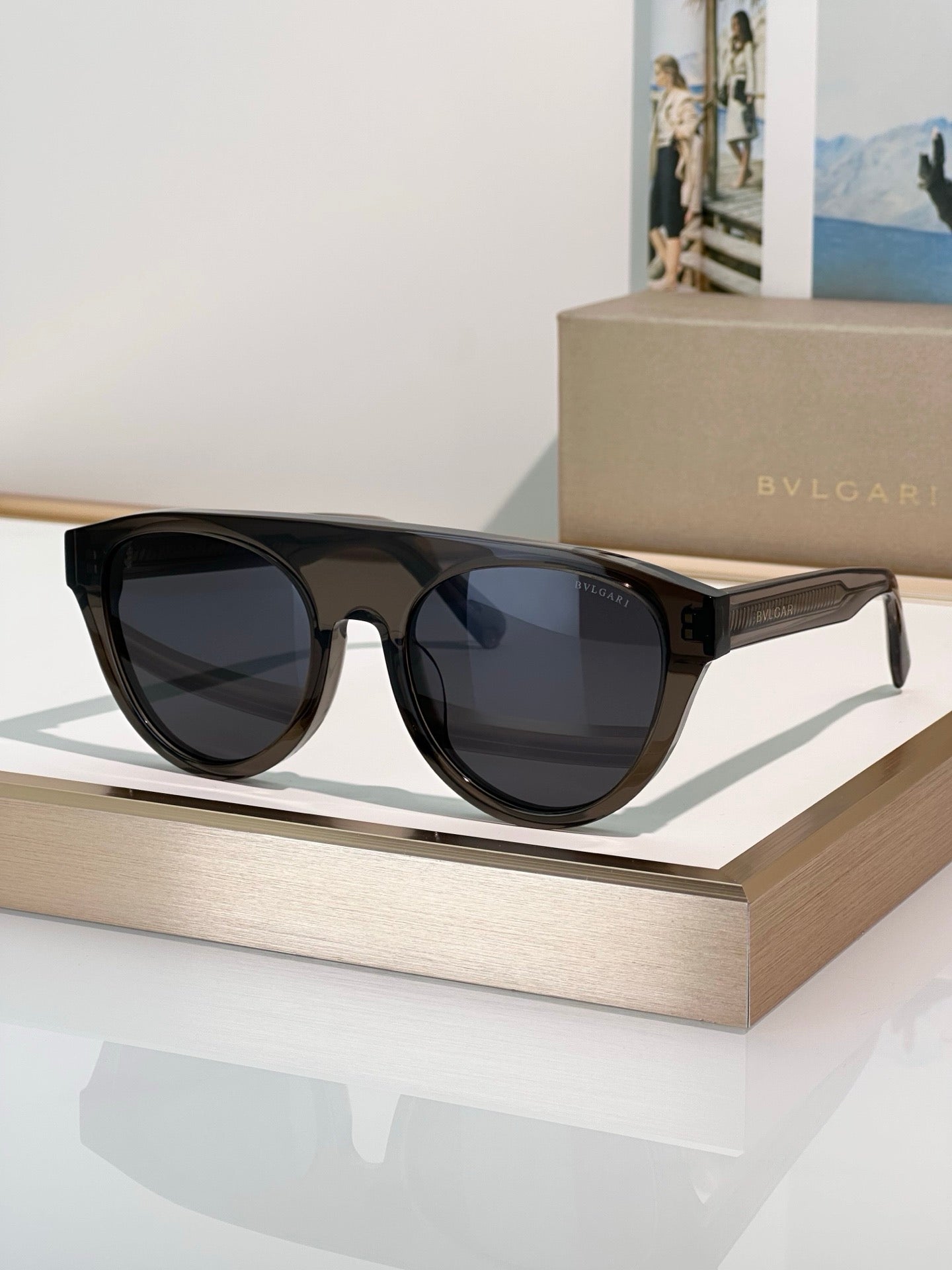 BVLGARI 40054 Bulgari Black Aviator  Sunglasses ✨