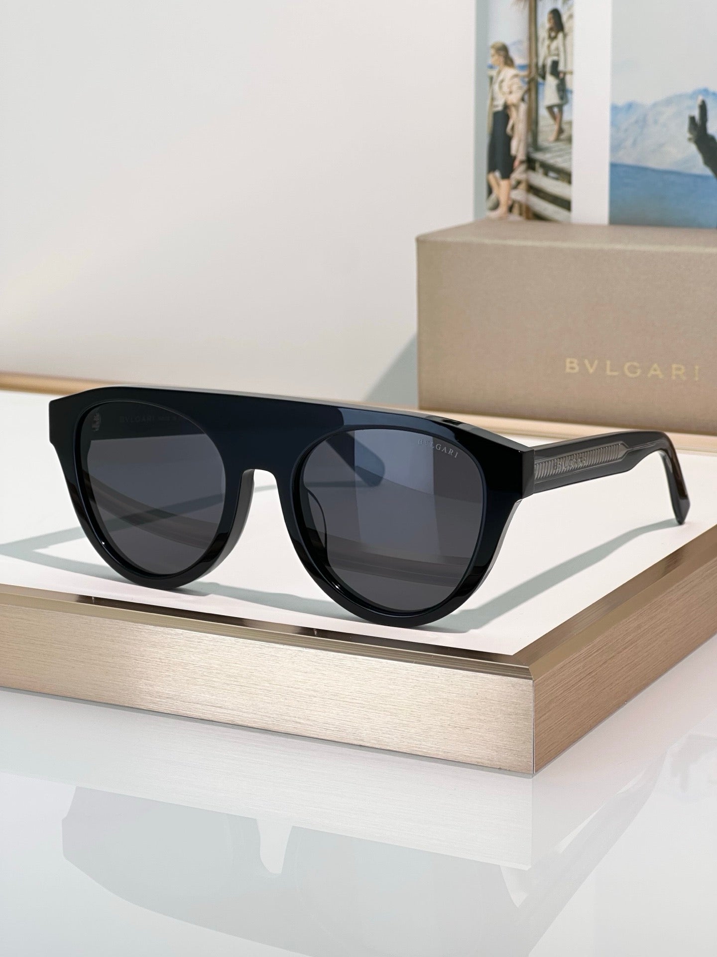 BVLGARI 40054 Bulgari Black Aviator  Sunglasses ✨