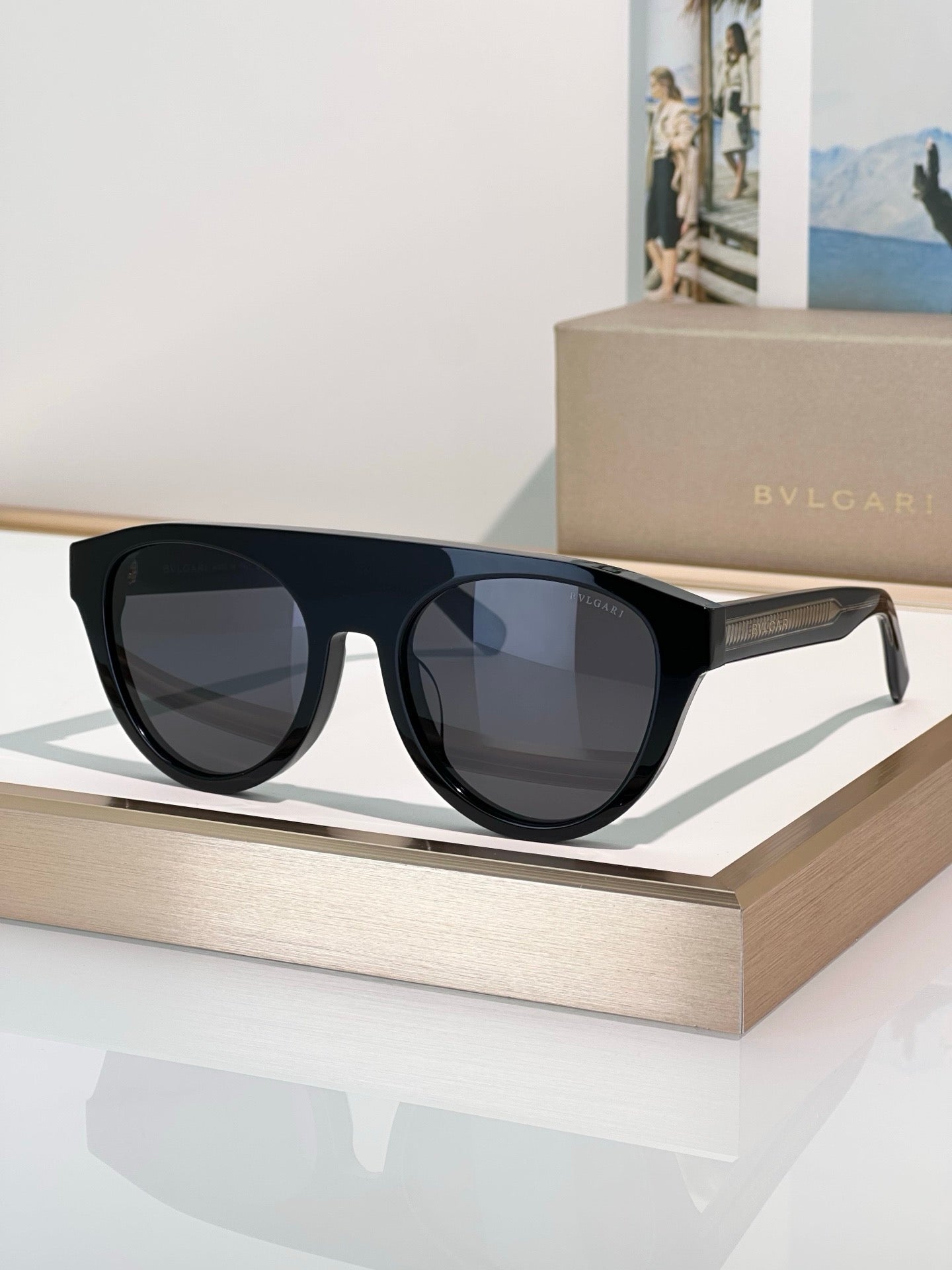 BVLGARI 40054 Bulgari Black Aviator  Sunglasses ✨