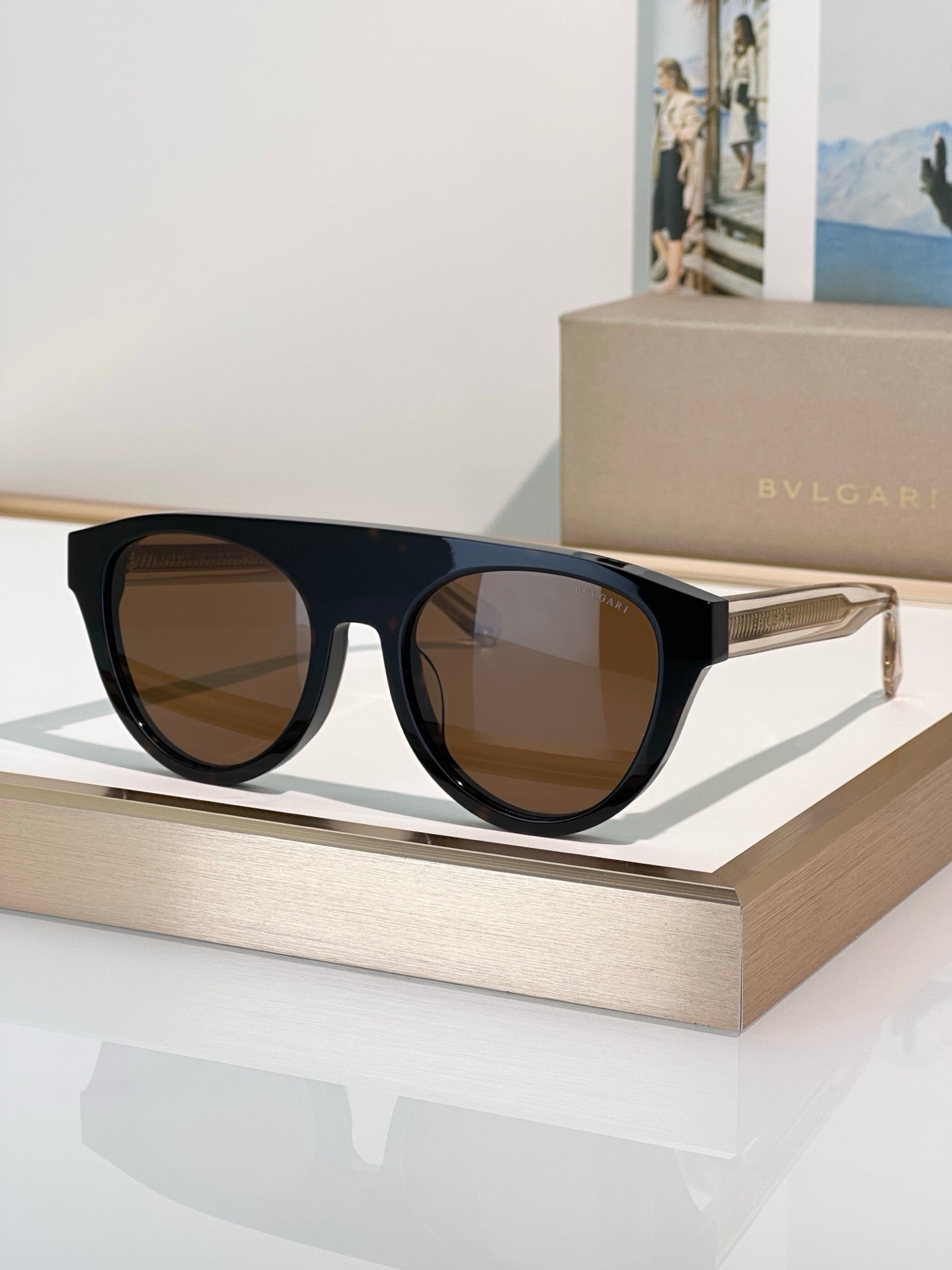 BVLGARI 40054 Bulgari Black Aviator  Sunglasses ✨