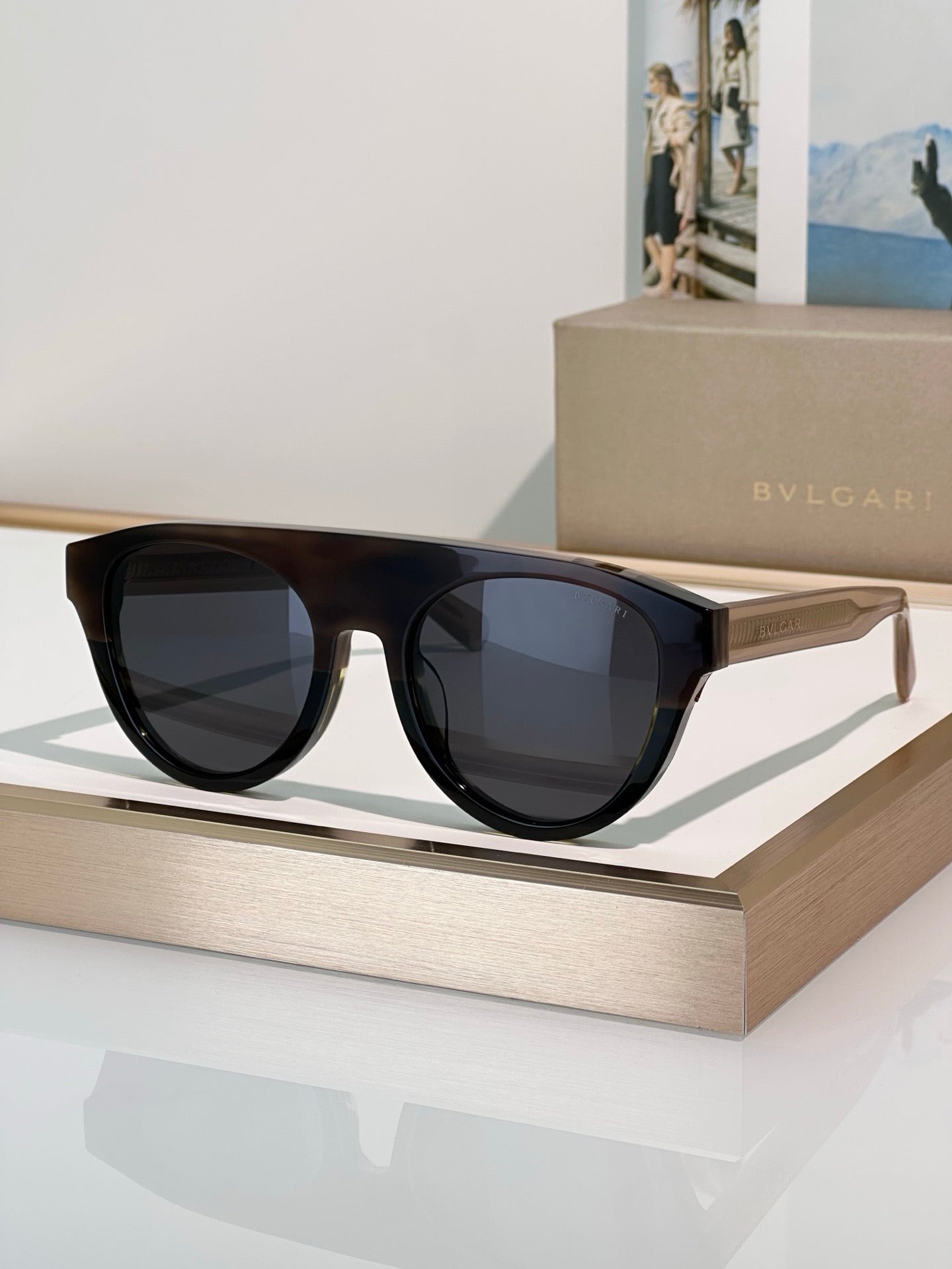 BVLGARI 40054 Bulgari Black Aviator  Sunglasses ✨