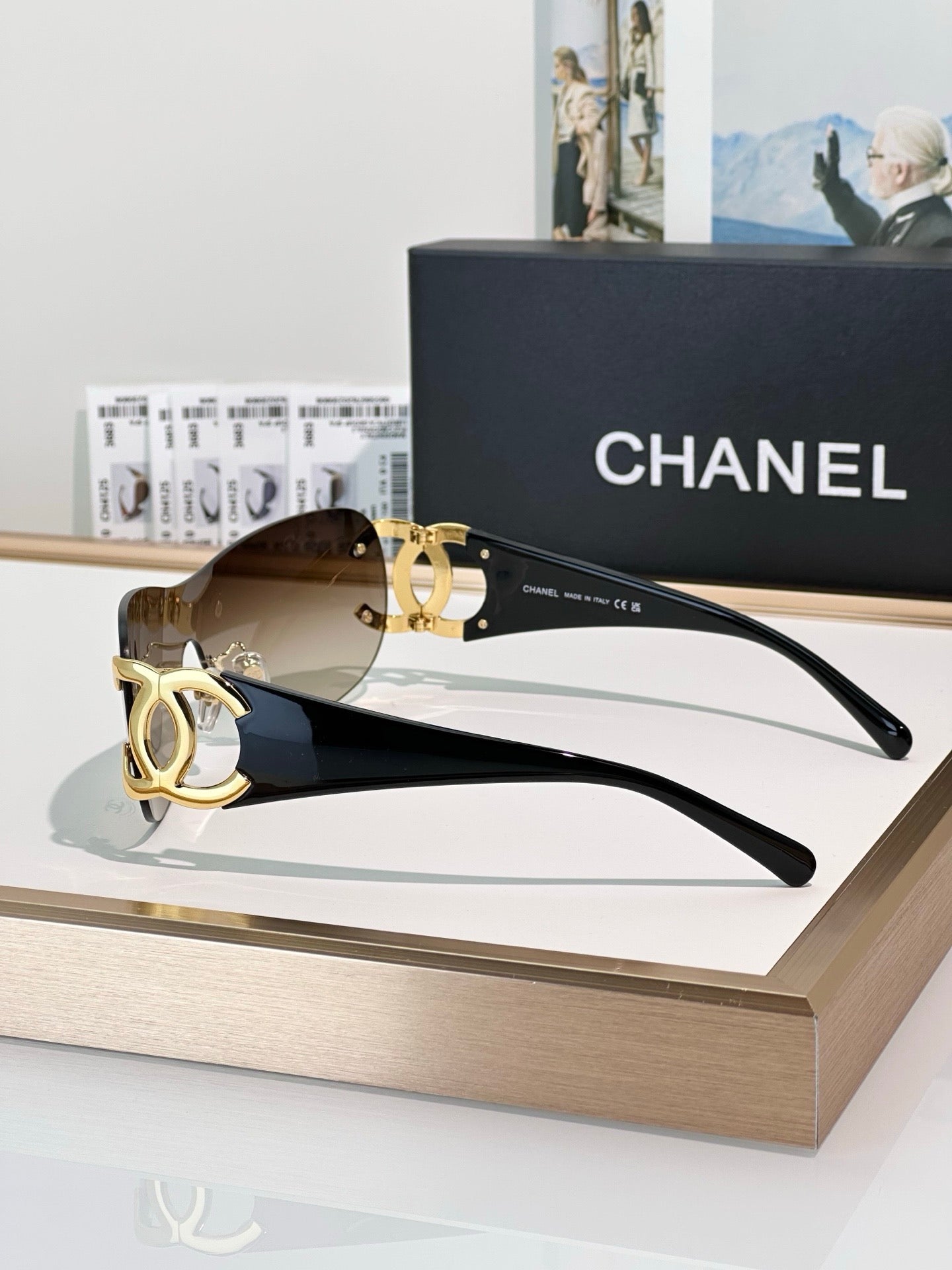 CHANEL CC Logo 4125 Shield SUNGLASSES🖤