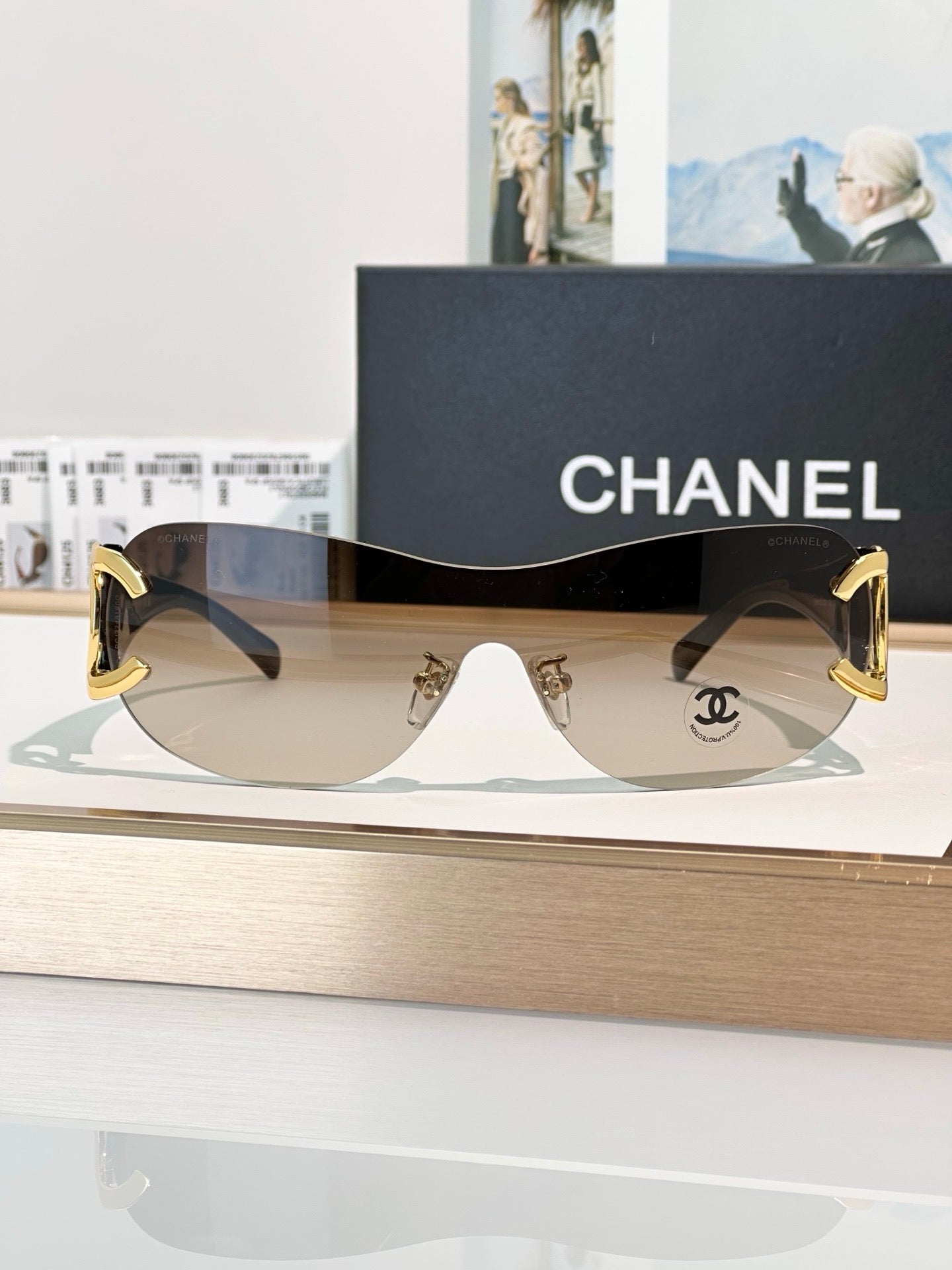 CHANEL CC Logo 4125 Shield SUNGLASSES🖤