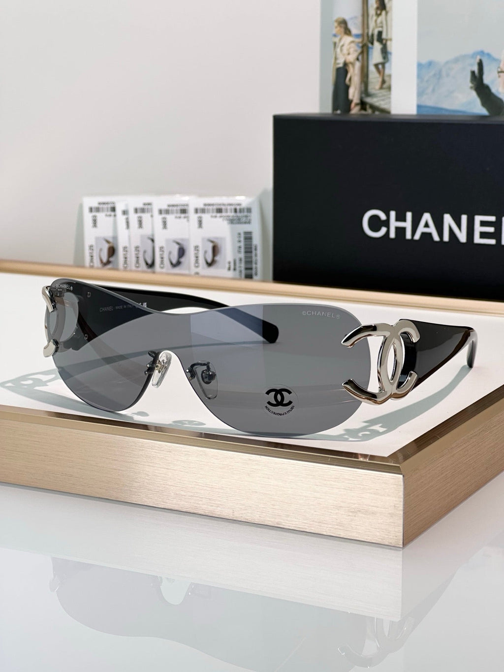 CHANEL CC Logo 4125 Shield SUNGLASSES🖤