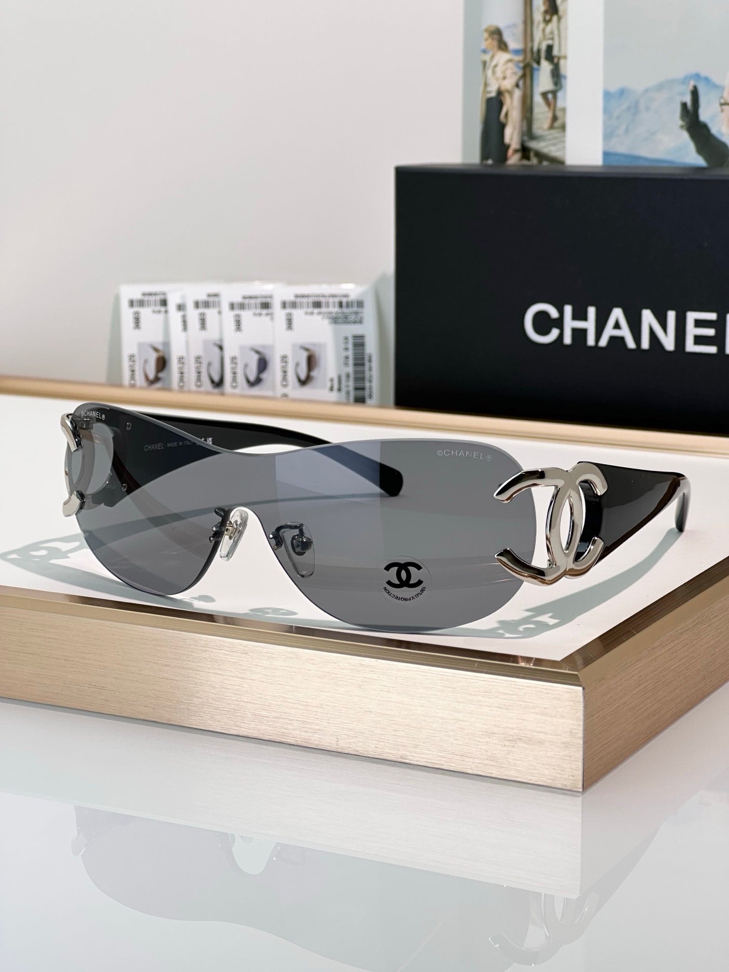 CHANEL CC Logo 4125 Shield SUNGLASSES🖤