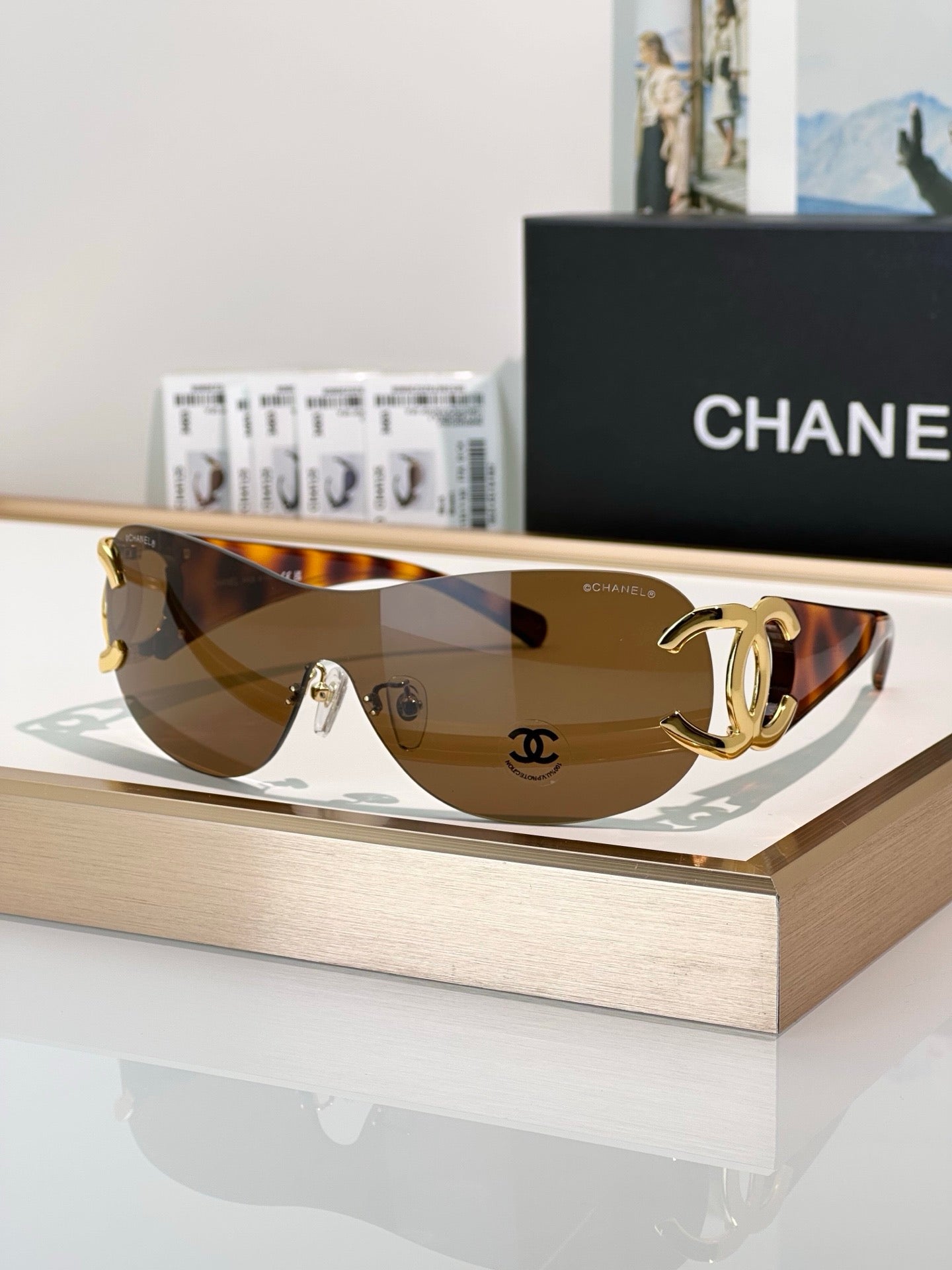 CHANEL CC Logo 4125 Shield SUNGLASSES🖤