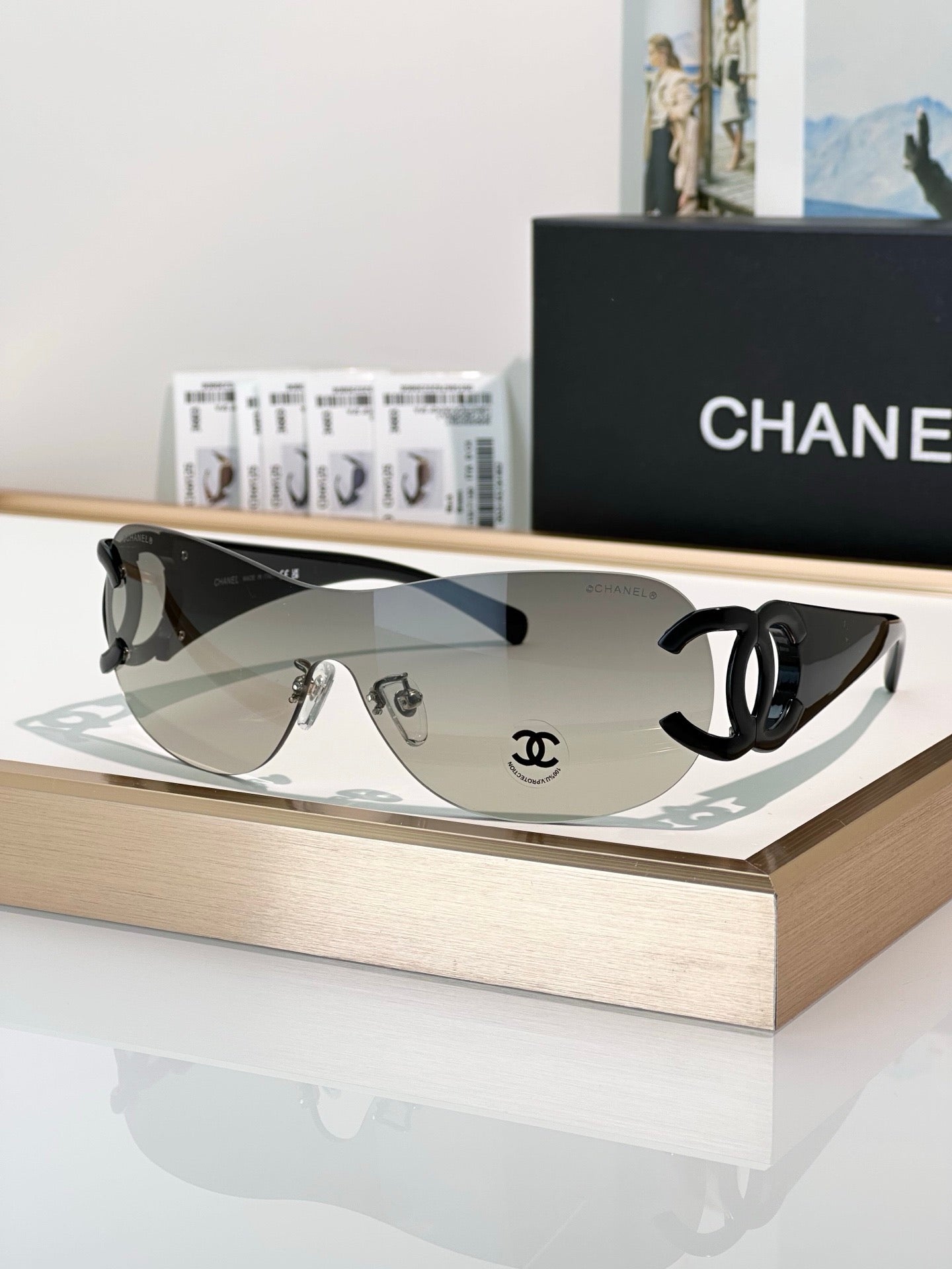 CHANEL CC Logo 4125 Shield SUNGLASSES🖤