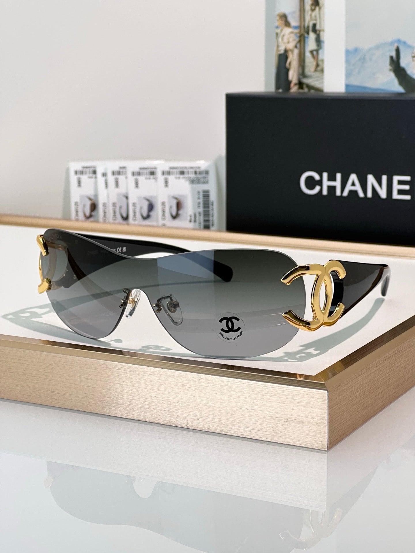 CHANEL CC Logo 4125 Shield SUNGLASSES🖤