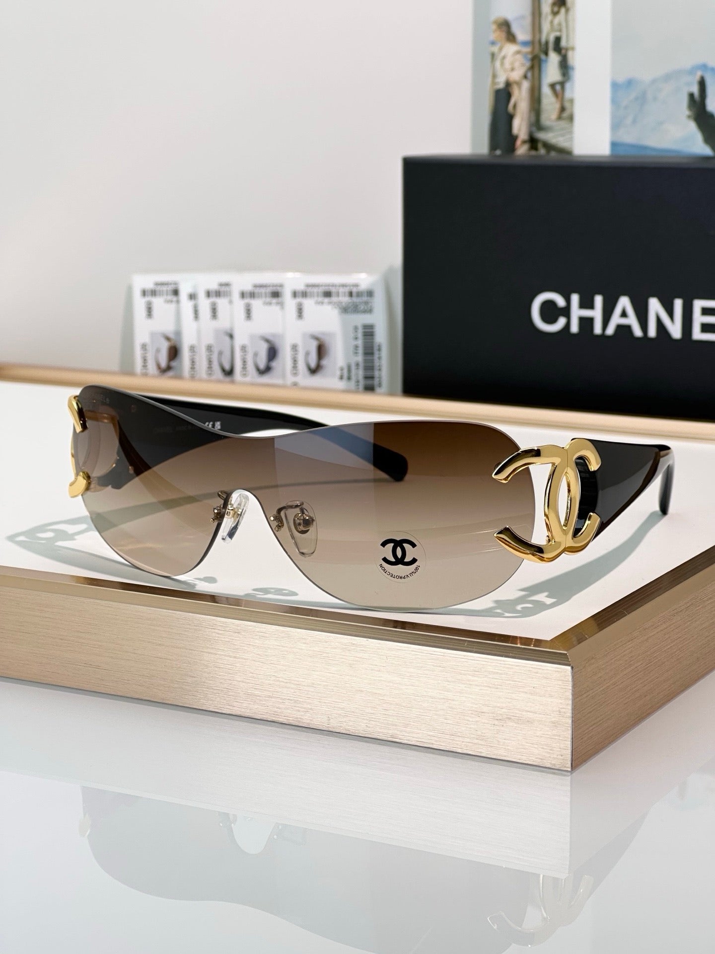 CHANEL CC Logo 4125 Shield SUNGLASSES🖤