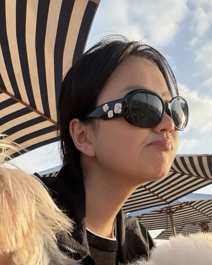 CHANEL 5113  Black Sunglasses W/ 3D Flower Side Detail   🖤