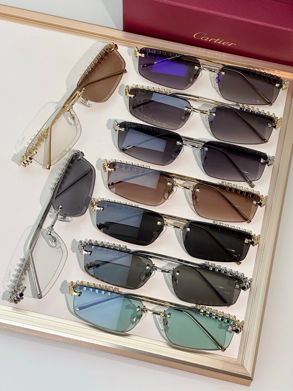 Cartier CT0544S 002 Gold Grey Rectangular Photochromic Unisex Sunglasses 🐆