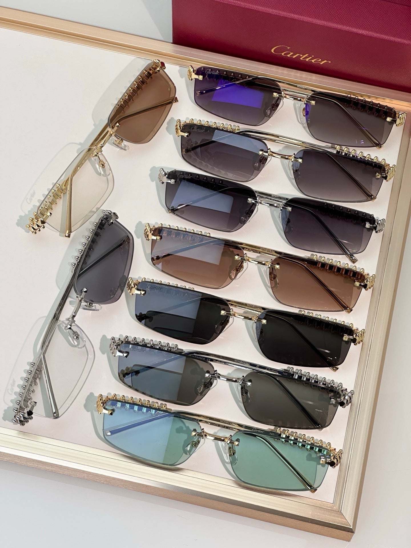 Cartier CT0544S 002 Gold Grey Rectangular Photochromic Unisex Sunglasses 🐆