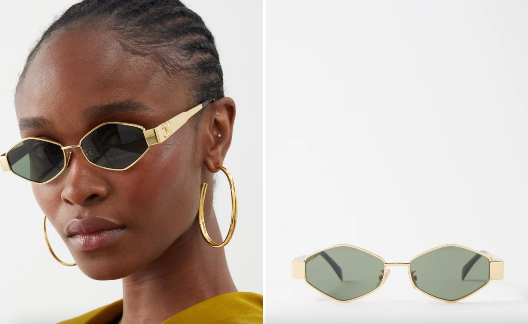 '-  CELINE Triomphe hexagon-frame gold-tone and tortoiseshell acetate sunglasses ✨ - buyonlinebehappy