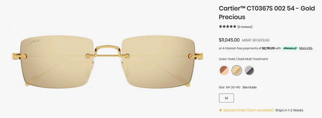 Cartier CT0367S 002 54 - Gold-Silver Unisex Sunglasses Precious 🐆 $11.000